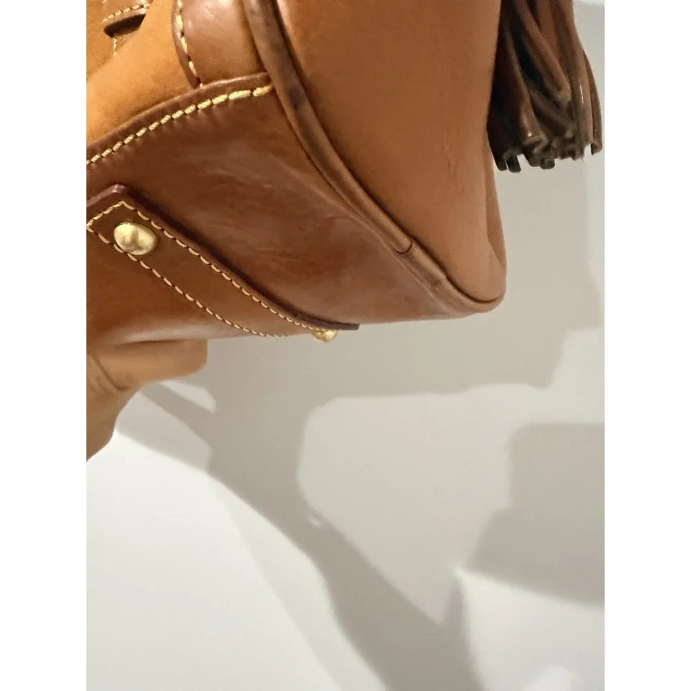 Dooney and Bourke Leather Florentine Satchel  Handbag‎ Crossbody Two Tone Tan N